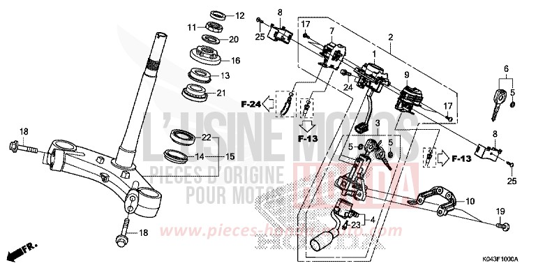 TIGE DE DIRECTION/COMMUTATEUR COMBINE (E/ED/F/MA) de Forza 300 PEARL HIMALAYAS WHITE (NHA87) 2013